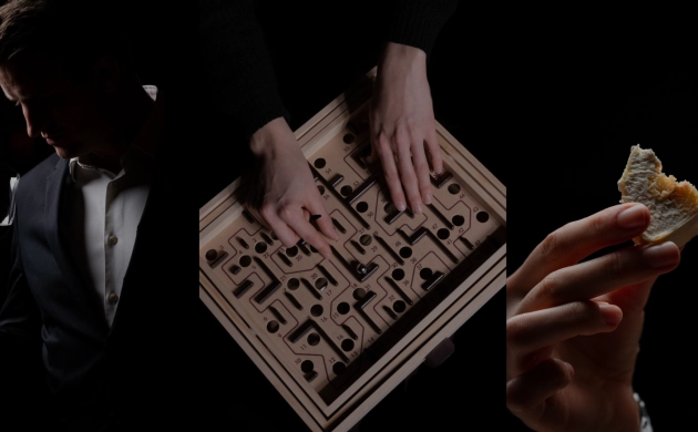 Illustration d'une expérience sensorielle au restaurant Dans le Noir ? Bordeaux : dégustation de vin, jeu tactile et dégustation à l'aveugle pour éveiller les sens.
